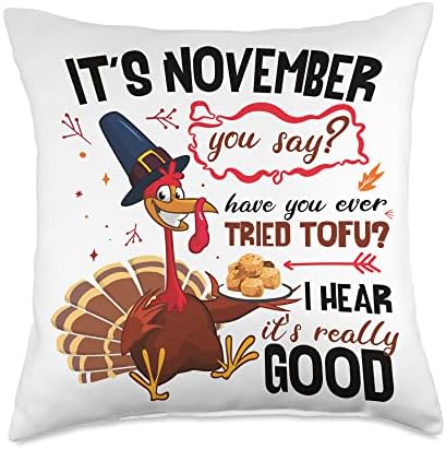 Funny Tofu Turkey Thanksgiving Throw Pillow by Unknown