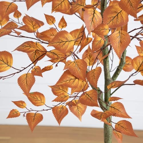 Nearly Natural 5ft Autumn Birch Leaf Artificial Fall Tree in Black Pot - Image 4