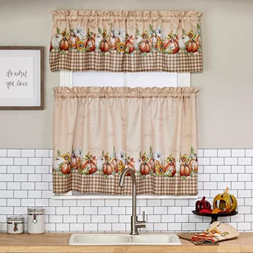 SKL Home Harvest Autumn Pumpkins Curtain Tier Pair, 36", Natural, 2 Pack - Image 5