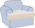 H.VERSAILTEX Stretch T Cushion Chair Sofa Slipcover T Cushion Covers for Living Room Armchair Couch Cover T Cushion Slipcover Seat Cover with Elastic Bands Thicker Jacquard Fabric, Cream