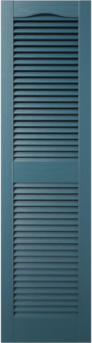 Ekena Millwork Lifetime Vinyl LL1S12X03600MB Standard Cathedral Top Center Mullion, Open Louver Vinyl Shutters, w/Installation Shutter-Lok's & Matching Screws (Per Pair), 12"W x 36"H, Midnight Blue