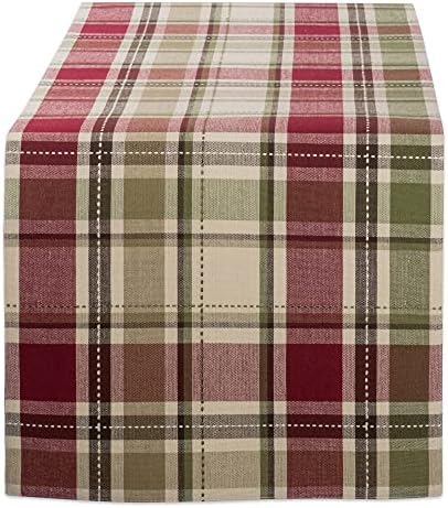 DII Fall & Thanksgiving Dining Table Décor Reusable Cotton Fabric, Table Runner, 13x108, Rustic Homespun Plaid by DII