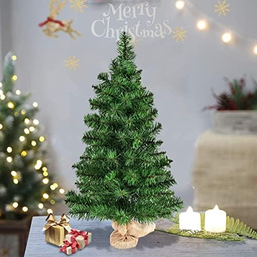 BANGTANE 3FT Mini Christmas Tree, Artificial Tabletop Spruce Xmas Tree with Lifelike Tree Top & Realistic PVC Needles, Burlap Base, Christmas, Thanksgiving Indoor Decoration for Home, Office (3FT) - Image 6