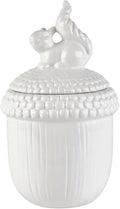 Elements White Squirrel Pinecone Ceramic Jar, 5.91x5.91x10.04 Inch