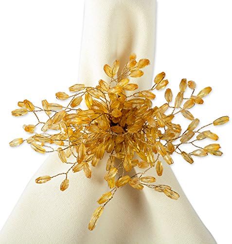 DII Christmas Thanksgiving Holiday Tabletop Décor Collection Decorative Napkin Ring Holder Set, 4" Diameter, Gold Beaded Starburst, 6 Piece - Image 4