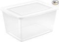 Sterilite Clear Storage Box Stackable Tote, 58 Quart, 32-Pack | Clear Plastic Container with Secure Snapping Lids for Home and Office Organization, White