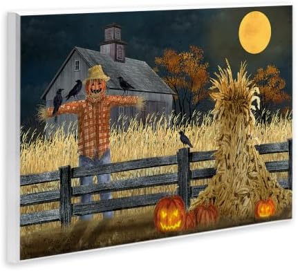 Scarecrow Farm Landscape, 13 x 19 Inch Mounted Print on Wall Plaque