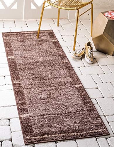 Unique Loom Autumn Collection Modern Contemporary Casual Abstract Area Rug (Brown/ Beige Border, 2 x 6 ft Runner) by UniqueLoom