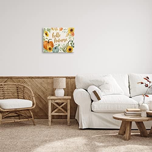 Hello Autumn Fall Plants Border, 16 x 20 Inch Canvas Wall Art - Image 4