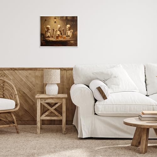 Skeletons Drinking at Tavern, 11 x 14 Inch Mounted Print on Wall Plaque