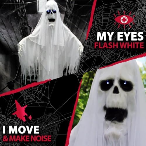 Haunted Hill Farm 6.0-Ft. Life-Size Talking Ghost Halloween Animatronic