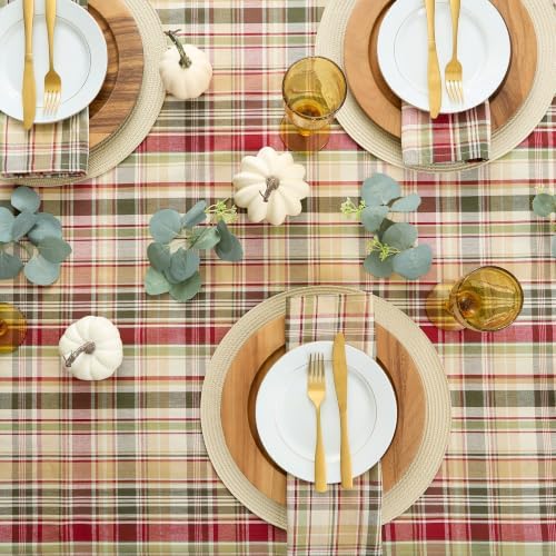 DII Give Thanks Plaid Fall Table Decor, Autumn & Thanksgiving Tabletop Linens, 60x84 Rectangle Tablecloth - Image 4