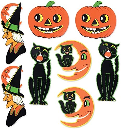 Beistle 8 Piece Retro Vintage Paper Halloween Decoration Cut Outs