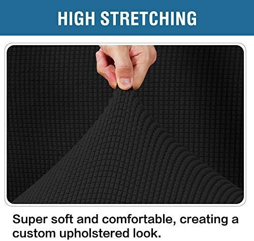H.VERSAILTEX Ottoman Cover Slipcover Rectangle Fit Length 33"-38" Footrest Sofa Slipcovers Stool Cover Footstool Protector Covers Feature Stretch Thick Soft Jacquard Fabric Removable Washable - Black