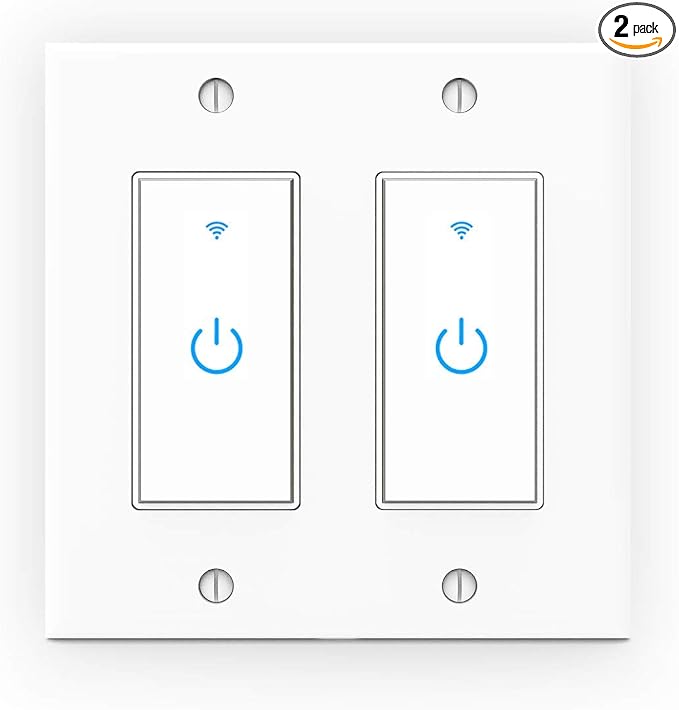 WiFi Light Switch Smart Switch 2 Gang Compatible with Alexa Google Assistant