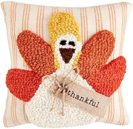 Mud Pie Thanksgiving Mini Pillow, Turkey, 8" x 8" by MudPie