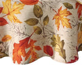 Threadmade Autumn Leaves Fall Printed Tablecloth, Multicolor - 70" W x 70" L Round by ElreneHomeFashions