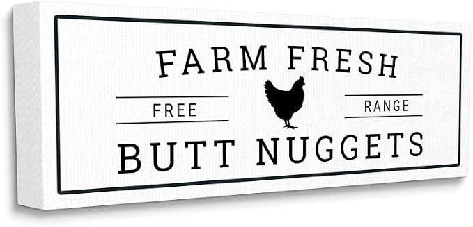 Farm Fresh Butt Nuggets Humor, 17 x 40 Inch Canvas Wall Art | Stupell Industries | 40 x 17 Inches, Easy to Hang and Sturdy, Made in USA, by Susan Ball
