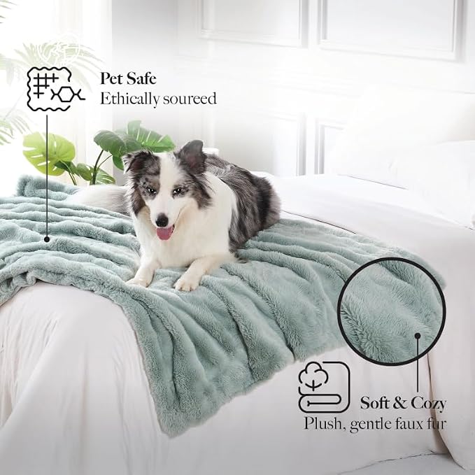 Modern Threads Water-Resistant Faux Rabbit Fur Pet Blanket for Dogs & Cats – Ultra-Soft Couch, Bed & Crate Protector, 30x40 Light Blue
