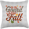 Oh My Gourd I Love Fall Autumn Leaves Thanksgiving Plaid Throw Pillow by Unknown