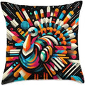 Cool Thanksgiving Turkey Bird in Abstract Art Style Throw Pillow by Unknown