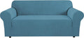 H.VERSAILTEX Stretch Sofa Covers Washable 3 Seat Couch Covers Sofa Slipcovers for Living Room Feature Thick Checked Jacquard Fabric with Elastic Bottom, Sofa Large - Storm Blue
