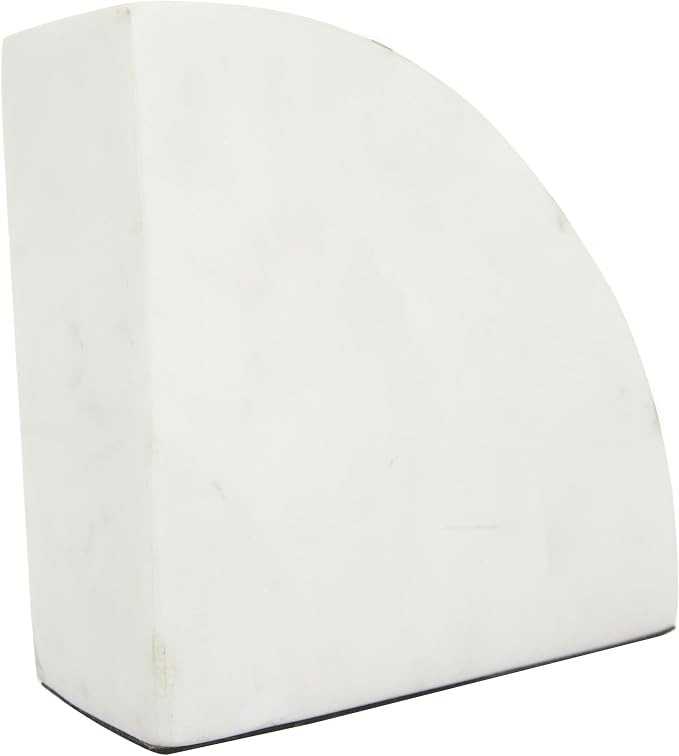 CosmoLiving by Cosmopolitan Marble Geometric Decorative Bookends 9 lbs Non Skid Bookends with Gold Inlay, Set of 2 Office Bookends5"W, 5"H, White