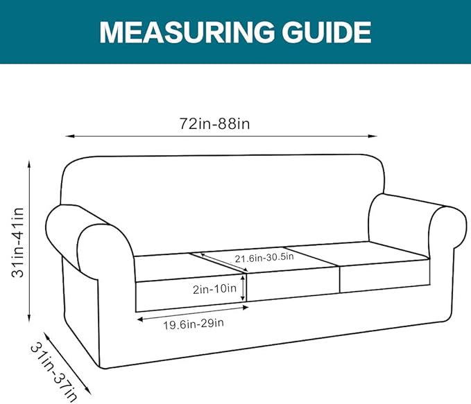 Turquoize 4 Piece Sofa Slipcover Sofa Covers for 3 Cushion Couch Soft Couch Cover for Dogs-Washable Sofa Furniture Covers with 3 Individual Cushion Covers,Feature Jacquard Fabric(3 Cushion Sofa, Sand)