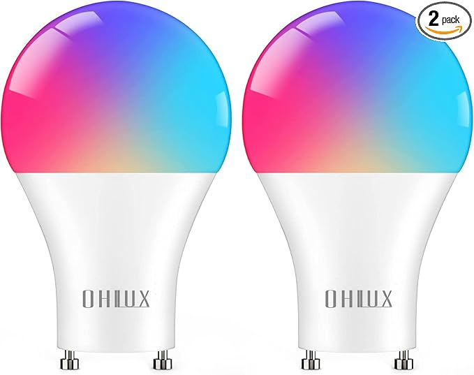 OHLUX GU24 Smart Light Bulbs Compatible with Alexa, 10W 900LM Super Bright, RGBCW Color Changing GU24 LED Bulb, 120V 100W Halogen Replacement, 2Pack