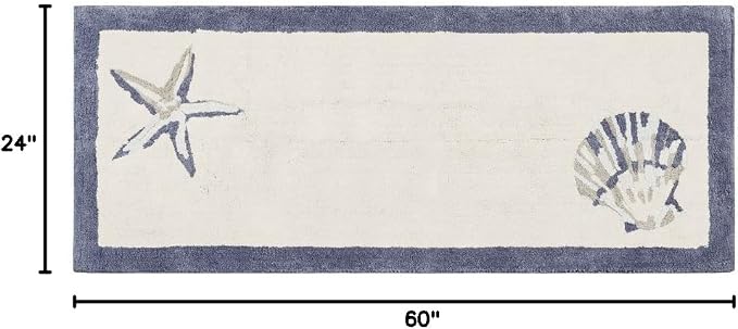 Madison Park Bayside Tufted Bath Rug Cotton Non-Slip, 24 x 60, Blue