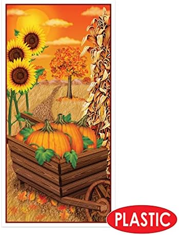 Beistle Decorative Fall Door Covers, 5’ x 30”, 2 Pieces – Plastic for Indoor & Outdoor Use – Easily Display – Harvest Decorations, Pumpkin Front Door Cover, Fall Season Decor - Image 3