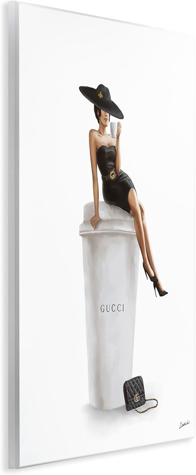 Stupell Industries 'Fashion Female Pose on Coffee'| Wall Plaque Art | Stupell Industries | 13 x 19 Inches, Easy to Hang and Sturdy, Made in USA, by Ziwei Li