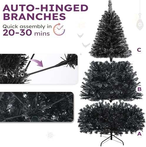 YITAHOME 7.5ft Black Artificial Christmas Tree Halloween Spruce - Image 2