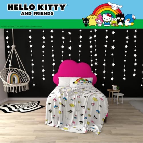 Hello Kitty & Friends Bedding Super Soft Cozy Cotton 3 Piece Twin Sheet Set, (Officially Licensed Product) By Franco