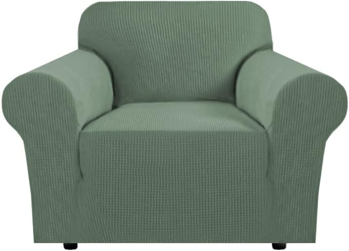 H.VERSAILTEX High Stretch Armchair Cover 1-Piece Rich Jacquard Chair Covers for Living Room Spandex Fabric Sofa Cover for Dogs Stay in Place Machine Washable (Armchair 31"-40": Loden Frost)