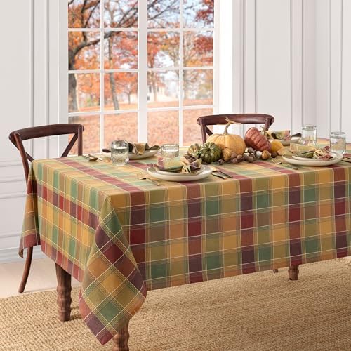 Threadmade Autumn Acres Plaid Tablecloth, Multicolor - 60" W x 102" L - Image 2