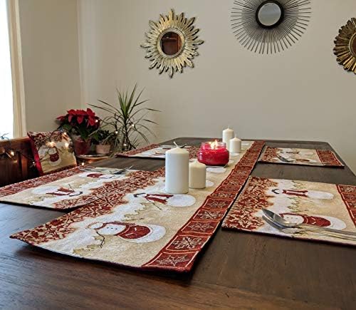 Tache Home Fashion Winter Snowman Woven Tapestry Table Runners, 13x90 by TacheHomeFashion