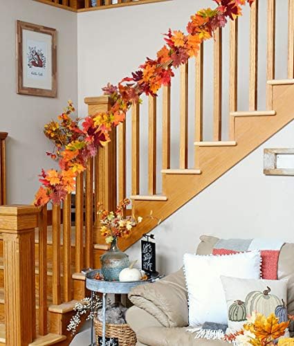 DearHouse 2 Pack Fall Garland Maple Leaf, 5.9Ft/Piece 7 Colors Hanging Vine Garland Artificial Autumn Foliage Garland Thanksgiving Decor for Home Wedding Fireplace Party Christmas - Image 7