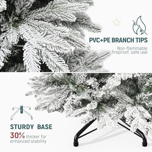 YITAHOME 7.5ft Prelit Flocked Christmas Tree with 1687 PE & PVC Mixed Tips - Image 6