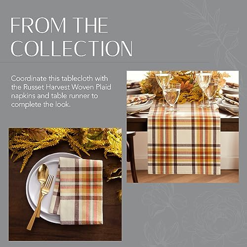 Threadmade Russet Harvest Woven Plaid Tablecloth, Multicolor - 60" W x 84" L Oval - Image 6