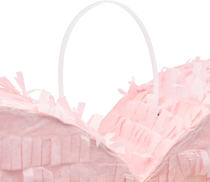 Sparkle and Bash Pull String Pinata - 16 x 13 x 3 In, Pink & Gold Ombre - Heart Shaped Pinata for Girls' Birthday Party Supply & Decoration