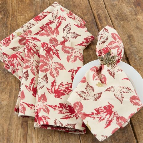 DII Decorative Maple Leaf Metal Napkin Rings, Gold, Set of 6 - Image 5