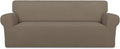 PureFit Stretch Oversized Couch Covers Fleece Sofa Slipcovers Natural | 1-Piece Sofa Cover Washable Soft Couch Protector, Couch Slipcover with Non Skid Foam and Elastic Bottom for Kids, Dogs