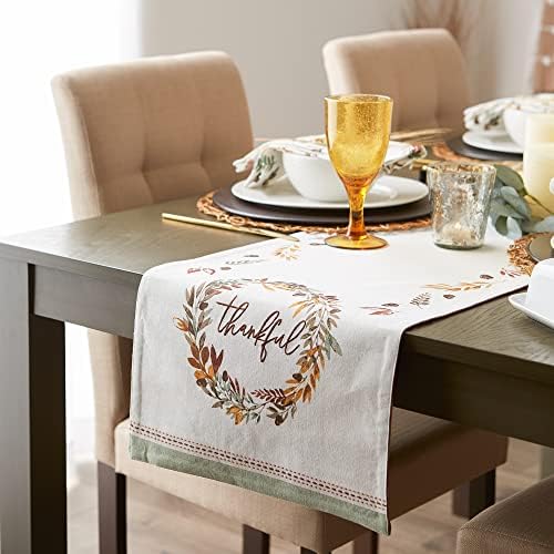 DII Thankful Autumn Collection Fall Tabletop Decoration, Reversible Table Runner, 14x72, Fall's Bounty - Image 4