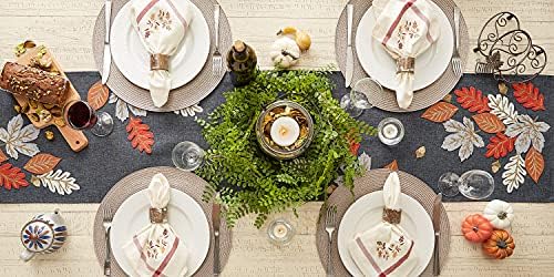 DII Fall Table Décor Embroidered Tabletop for Thanksgiving Dining, Table Runner, 14x70, Autumn Leaves - Image 6