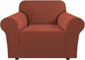H.VERSAILTEX Stretch Armchair Slipcover Couch Cover Furniture Protector High Spandex Small Checks Knitted Jacquard Sofa Covers for Living Room (Armchair 31"-40", Rust)