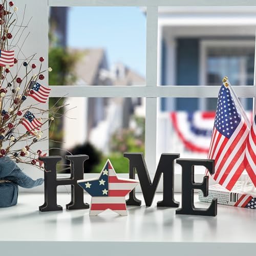 Glitzhome Interchangeable Home Sign with 10 Seasonal Icons Wooden Sign Table Top Shelf Decor for Holiday Farmhouse Door Welcome DIY Decor - Image 7