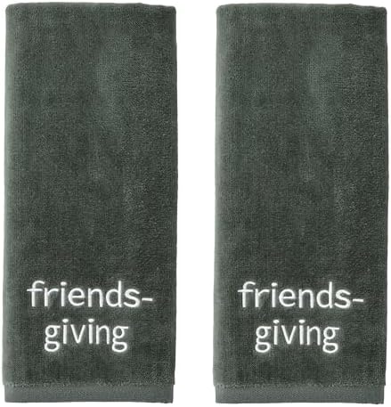 SKL Home Thanksgiving/Fall Friendsgiving Hand Towel Set-2pc, Dark Green by SKLHomebySaturdayKnightLtd