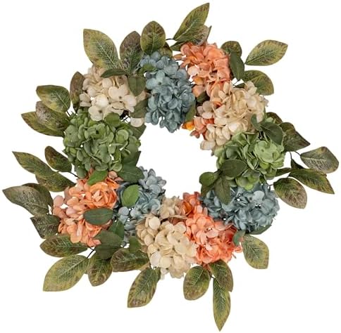 Boston International Front Door/Wall Wreath Fall Autumn Thanksgiving Holiday Decorations for Home, 22", Fall Blue Hydrangea by BostonInternational