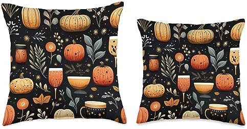 Autumn Leaves Pumpkin Spice by Ryan Co. Thanksgiving Autumn Leaves Pumpkin Spice Pattern Throw Pillow, 16x16, Multicolor - Image 3